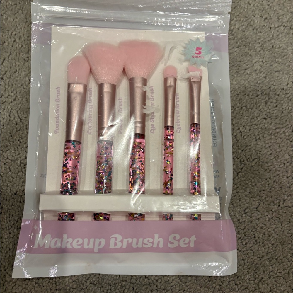 Pink Glitter Makeup Brush Set